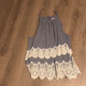 Light grey and lace blouse from LOFT